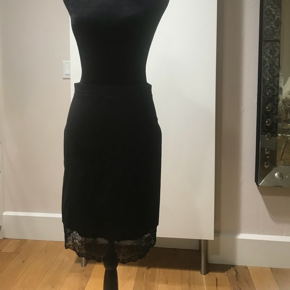 Zara Black Lace & Wool Pencil Skirt - Picture 3 of 4